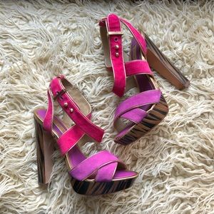 BCBGMaxAzria Hot Pink & Purple Strappy Sandal